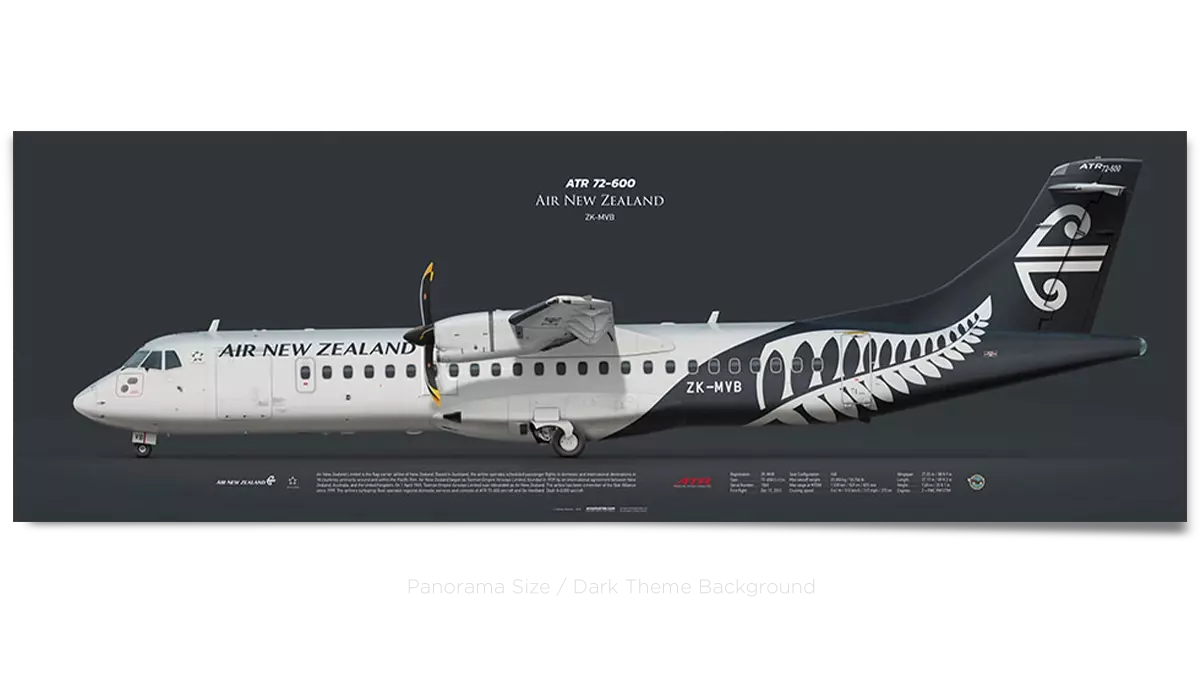 ATR 72‑600 Air New Zealand ZK‑MVB | Print | Aviaposter