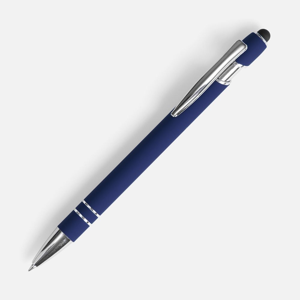 Ручка шариковая Pointer Soft Touch со стилусом, темно-синяя