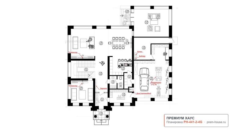 Планировка 1 этажа дома Классика КВ-443, 441 м²— Премиум Хаус