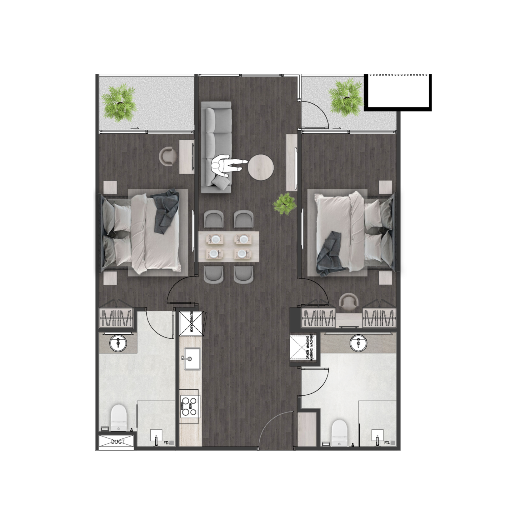 Unit 1701 — 2 Bed · 79.2 m²