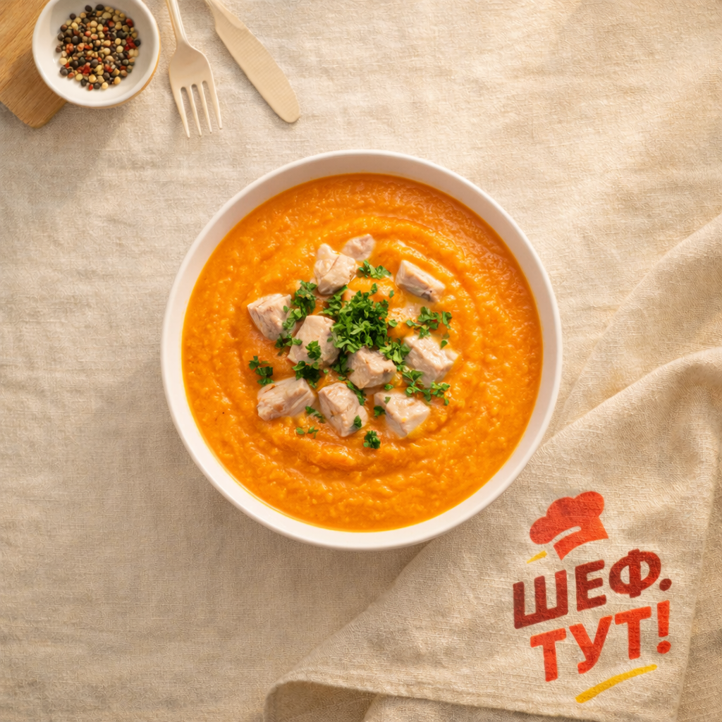 Морковный суп пюре с курицей