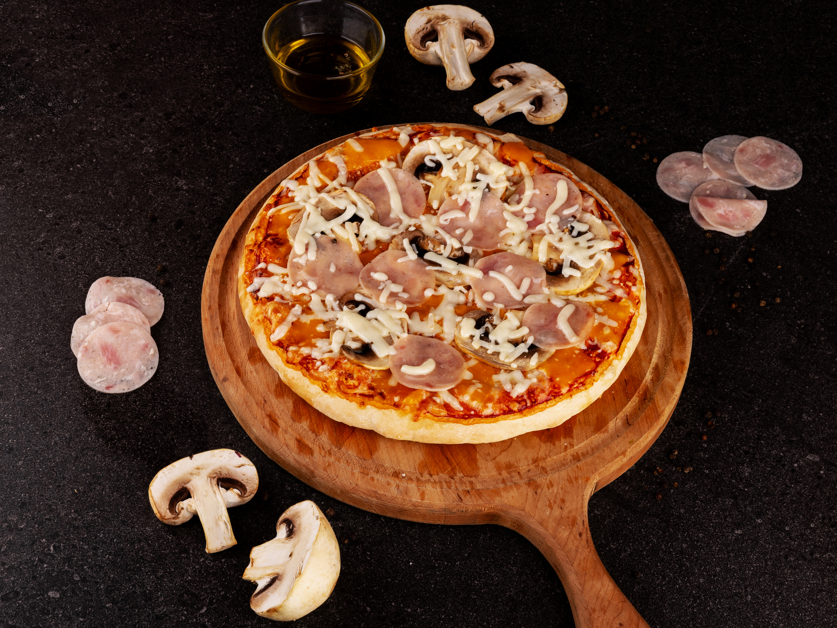 цезарь пицца с ветчиной и грибами замороженная как готовить фото 81