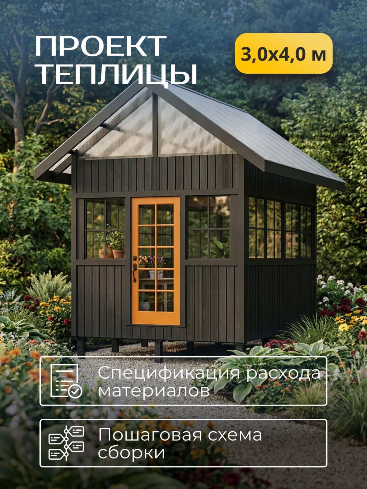 Проект теплицы 3,0×4,0 м / HDT2