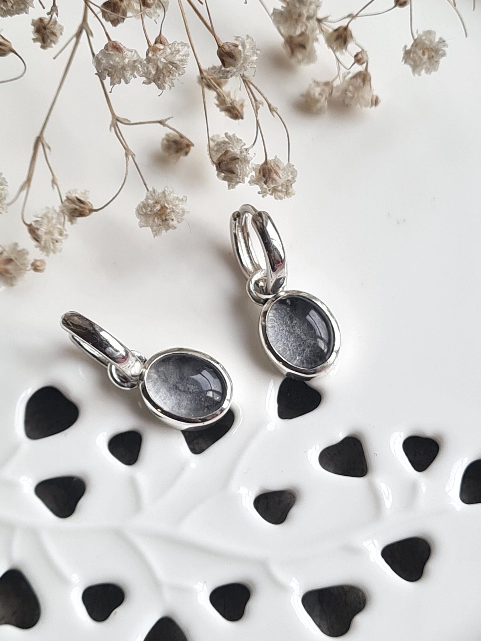 Гранат (Granat) Серебряные серьги-трансформеры с горным хрусталем ...