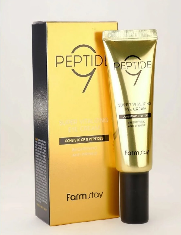 Eye farm stay. Farmstay крем омолаживающий с комплексом 9 пептидов. Farm stay Peptide 9 super Vitalizing Eye Cream. Farmstay Peptide 9 super Vitalizing Eye Cream антивозрастной крем для век. Farmstay крем для век с пептидами 50 мл..