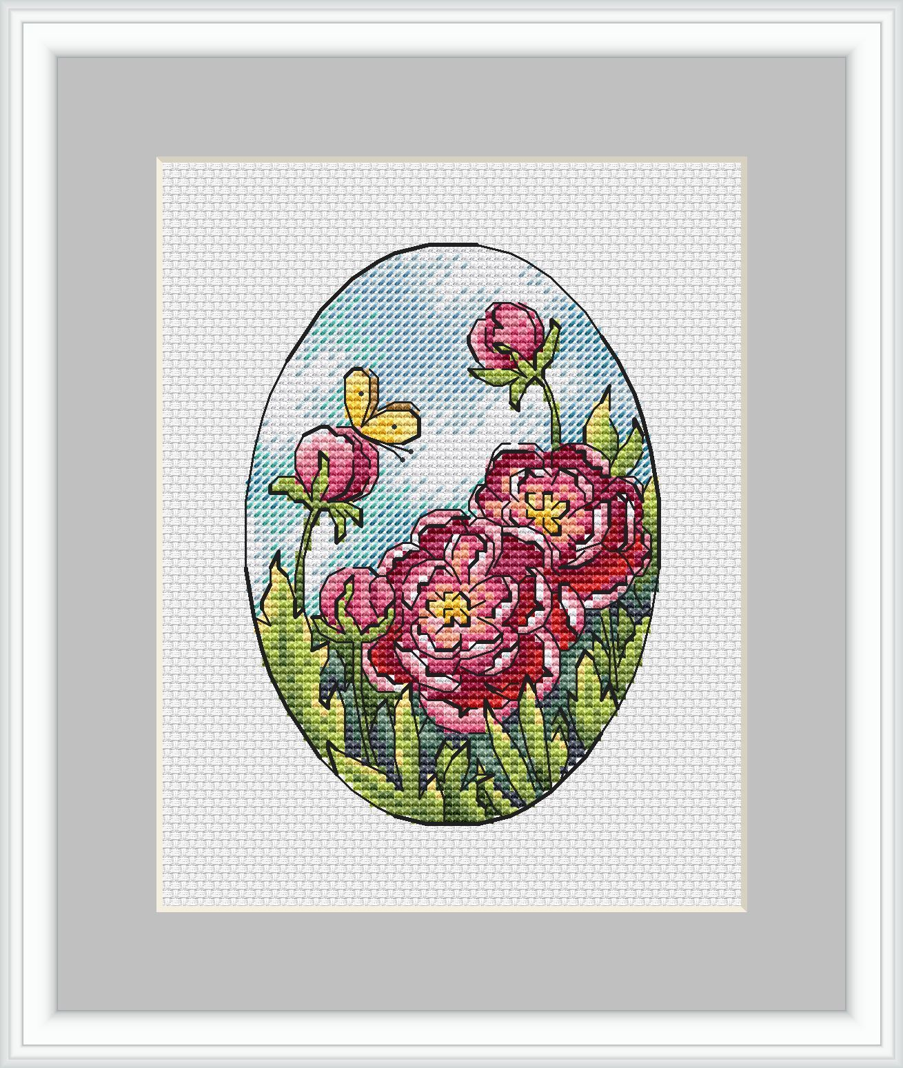 Peonies Cross Stitch Pattern