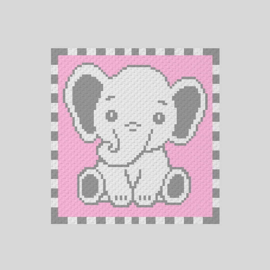 crochet corner to corner mini C2C baby elephant graphgan blanket pattern