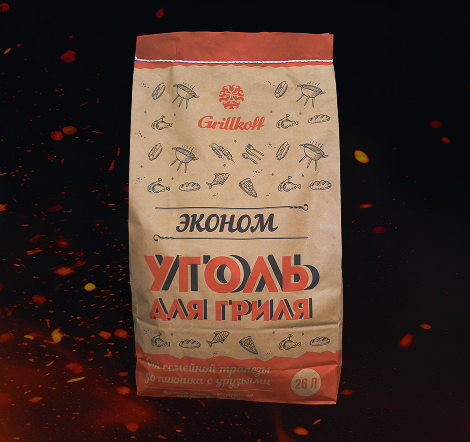 Древесный уголь, 26 л Grillkoff