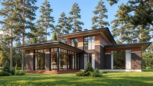 Дом в стиле Райт В504 — проект, 504 м² — Визуализации дома, фото 3 — Премиум Хаус