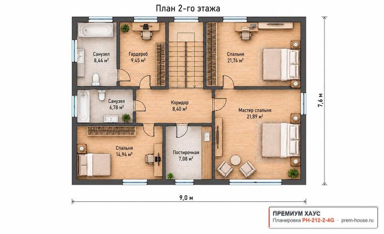 Планировка 4 этажа дома Современный КП-260, 212 м²— Премиум Хаус