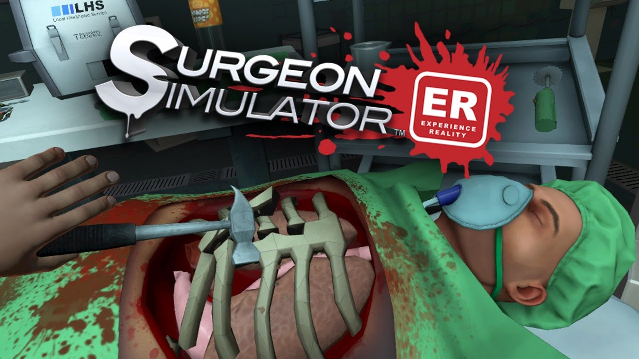 Игра Surgeon Simulator в VR-очках в клубе виртуальной реальности.