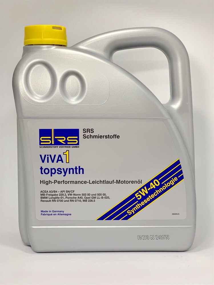Моторное масло SRS VIVA 1 topsynth 5W-40 (4л) (Германия) - SRS