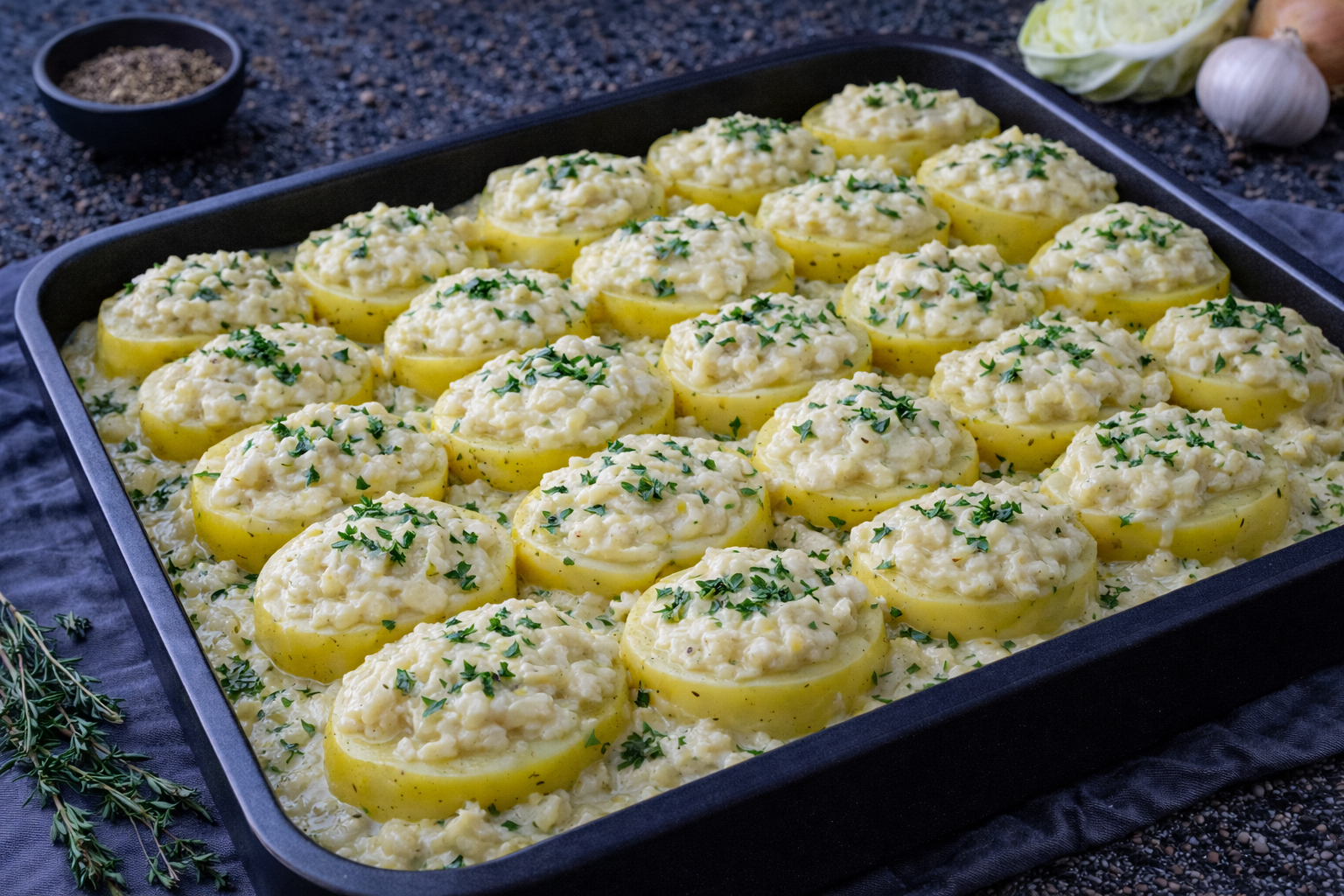 Отварной картофель под нежным капустным соусом