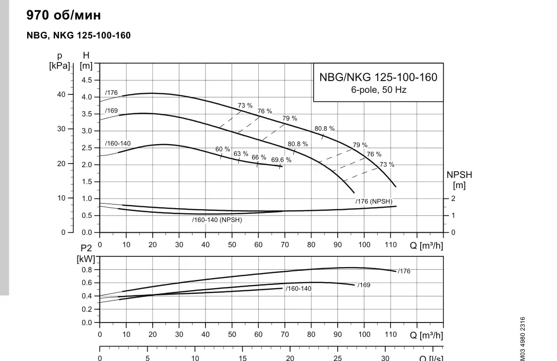 График работы насоса NB 100-160/160-140 EUP A-F2-A-E-BQQE