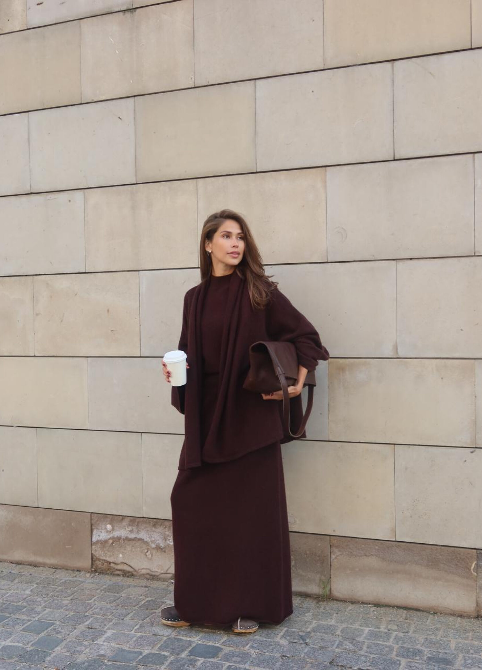 

Юбка из 100% шерсти мериноса - Коричневая, Chocolate;коричневый