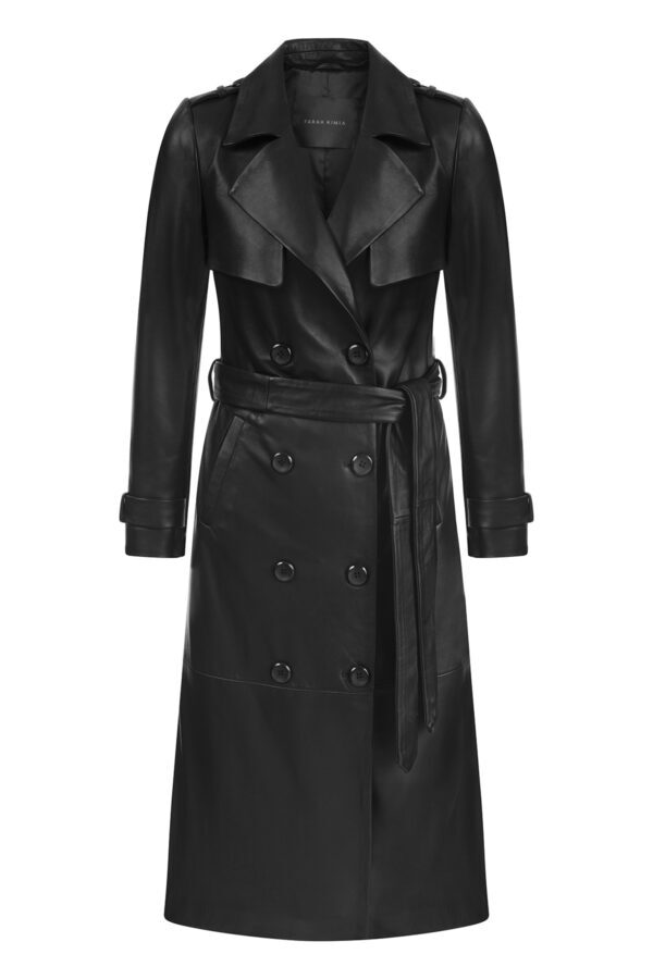 FREEDOM rum leather long trench coat ダブル ZWRXW Mens Leather