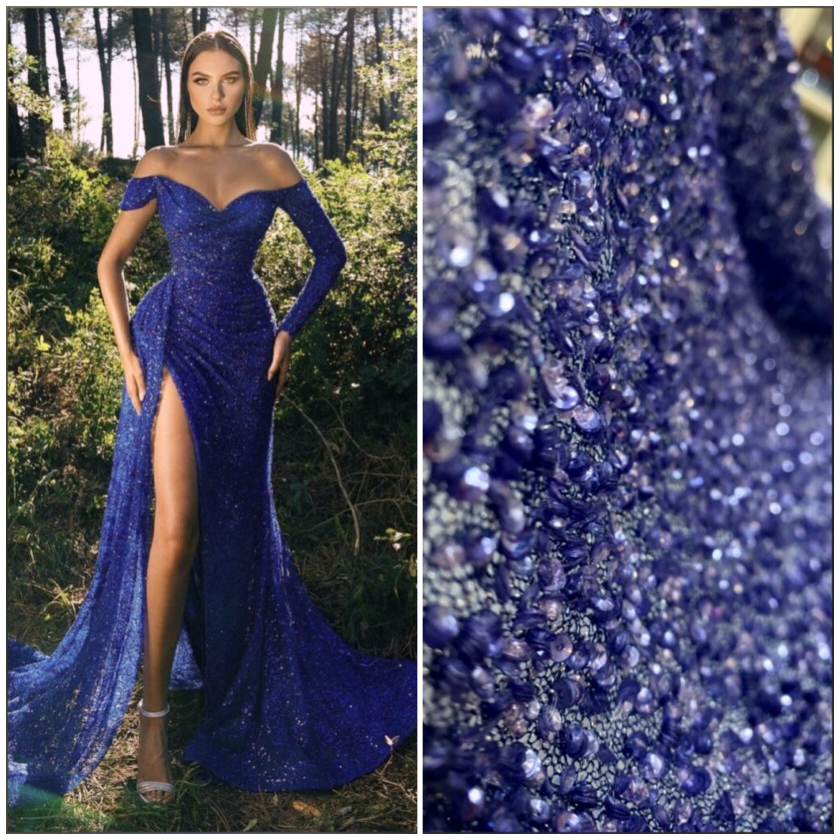 Elie Saab синее платье пайетками