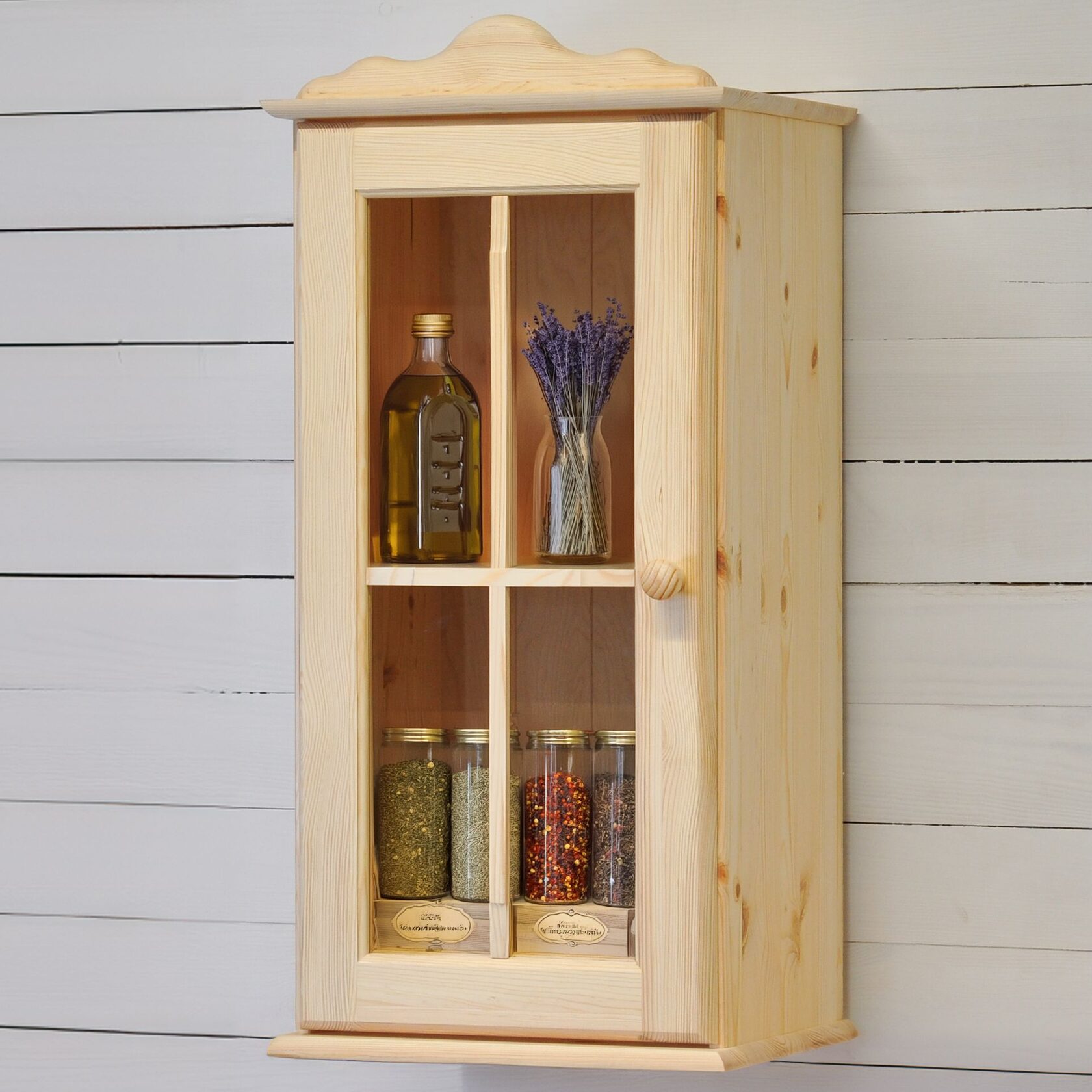 Шкаф навесной Бритта 1 дверь из сосны, в натуральной отделке