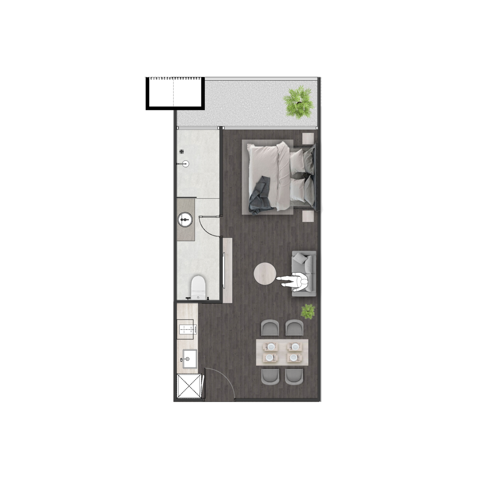 Unit 3210 — Studio · 44.55 m²