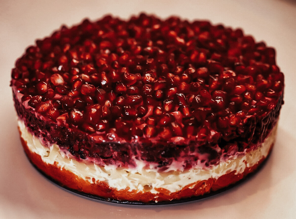 Winter Layered Salad with Pomegranate Seeds