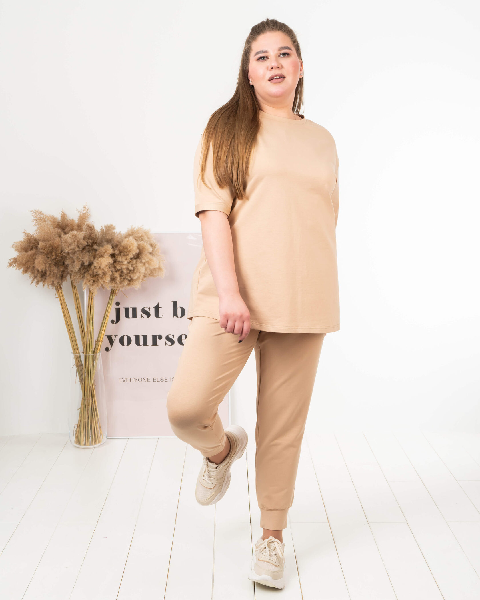 Блуза базовая из двунитки с круглой горловиной