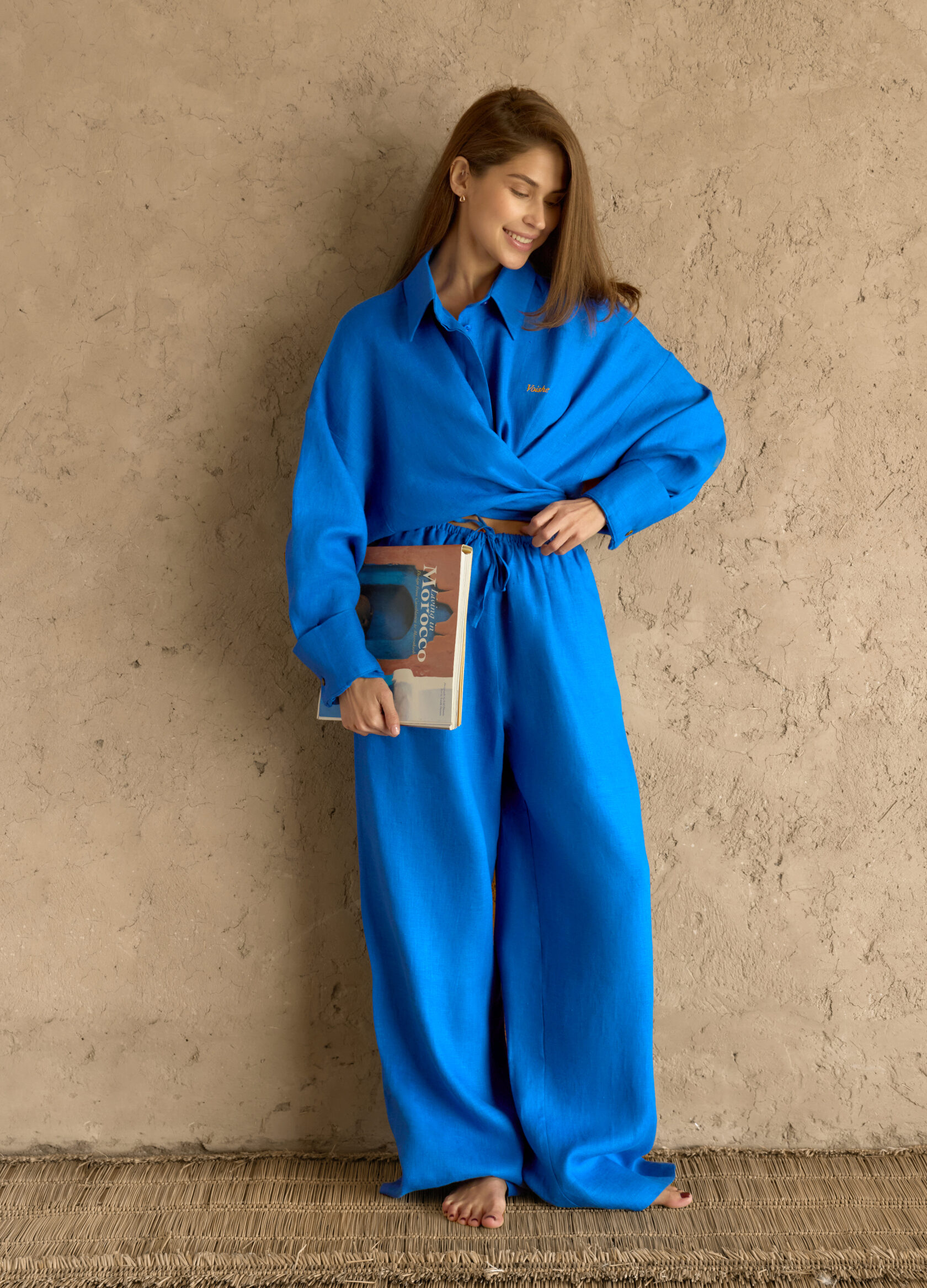 

Льняной костюм Ideal: рубашка + брюки - Синий, Royal blue;синий