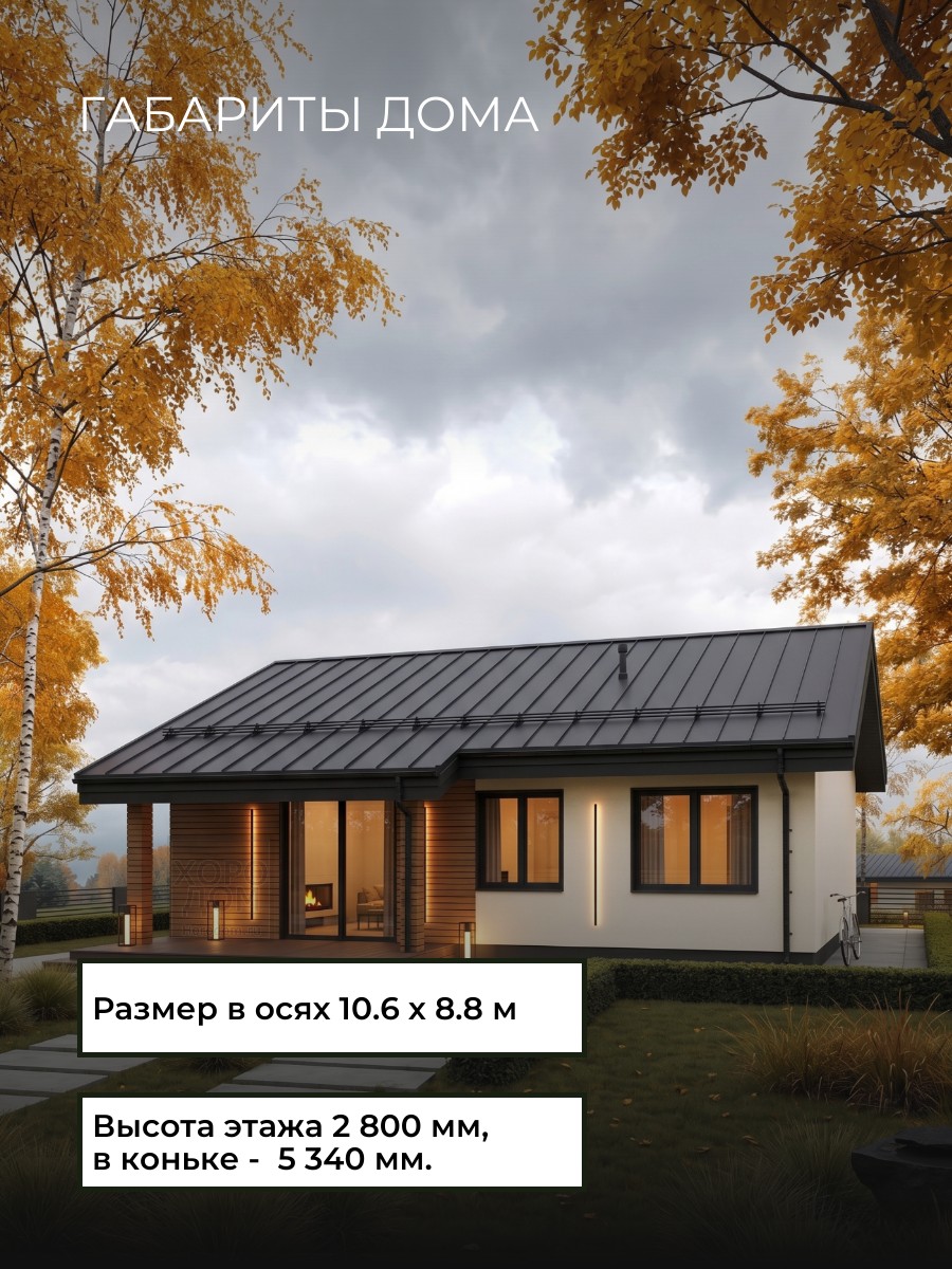 Проект дома 76 м2 / Газобетон / 1 этаж / — фото 4