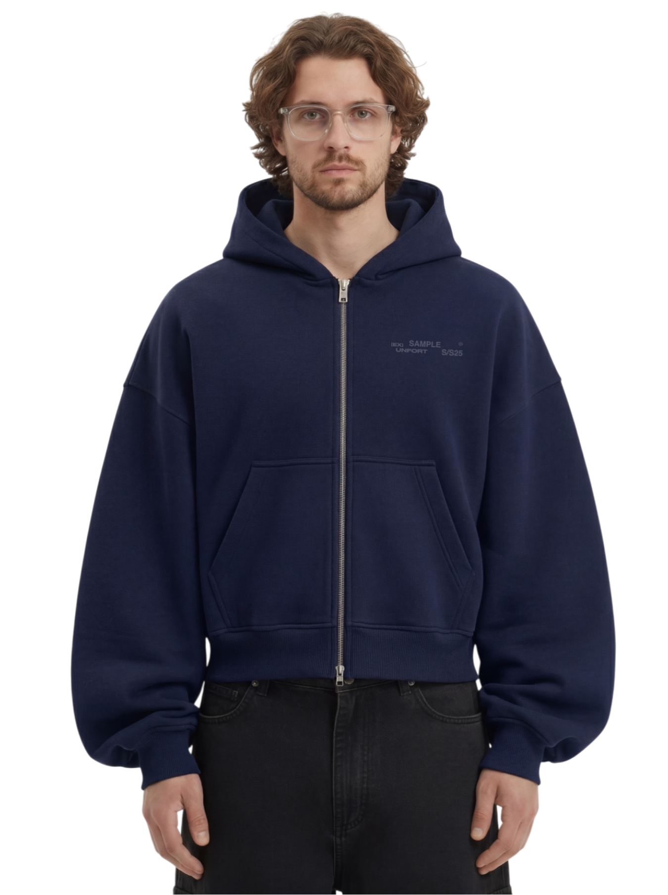 Ex Sample Classic” Zip-Hoodie Dark Blue
