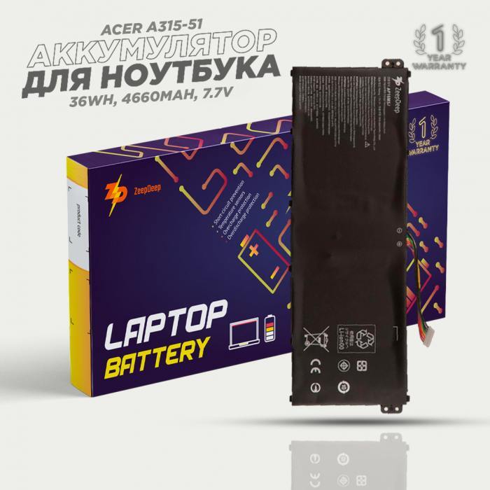 Аккумулятор для ноутбука Acer A315-51, A114-31, A314-21, A314-31, A315-21, A315-31, A315-51, A515-51 (AP16M5J) ZeepDeep Energy 36Wh, 4660mAh, 7.7V - Acer