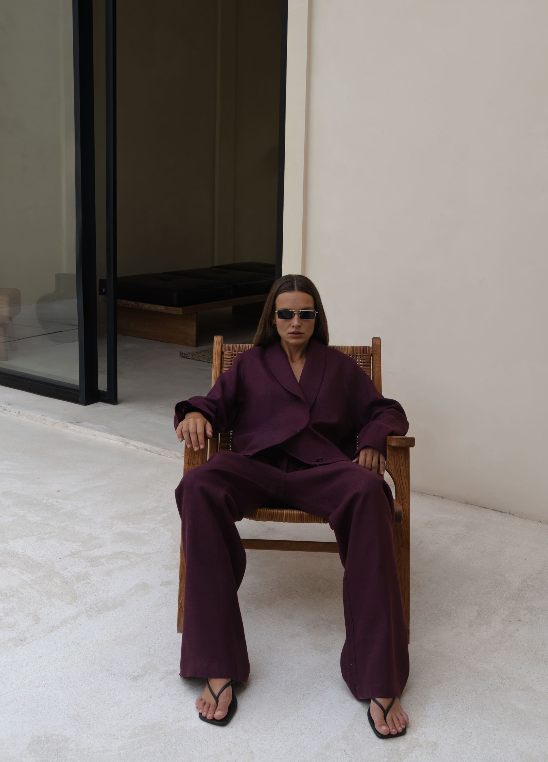 

Льняной костюм Portofino: жакет + брюки - Бордовый, Wine;бордовый