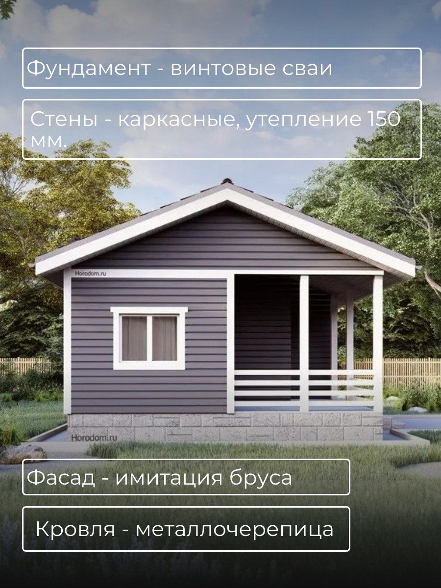 Проект дома 35 м2 / Каркасник / 1 этаж / — фото 5