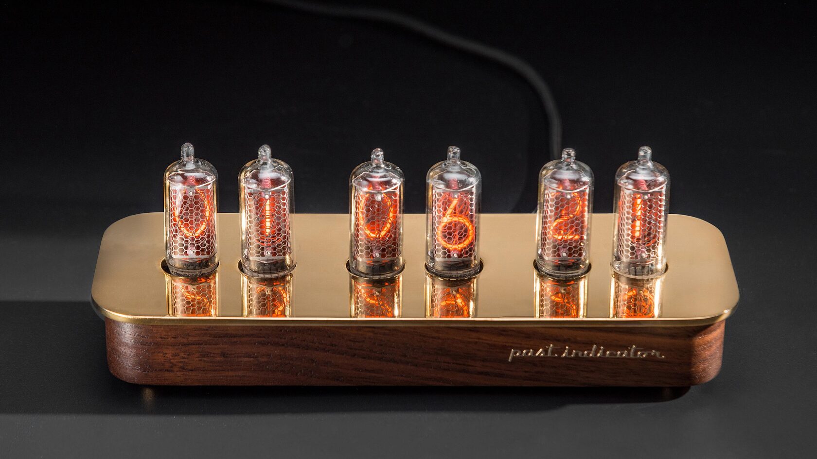 Vostok-1: Brass nixie clock, view 2