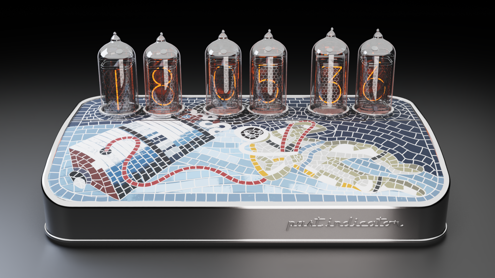 Salut-M: Nickel nixie clock, view 3