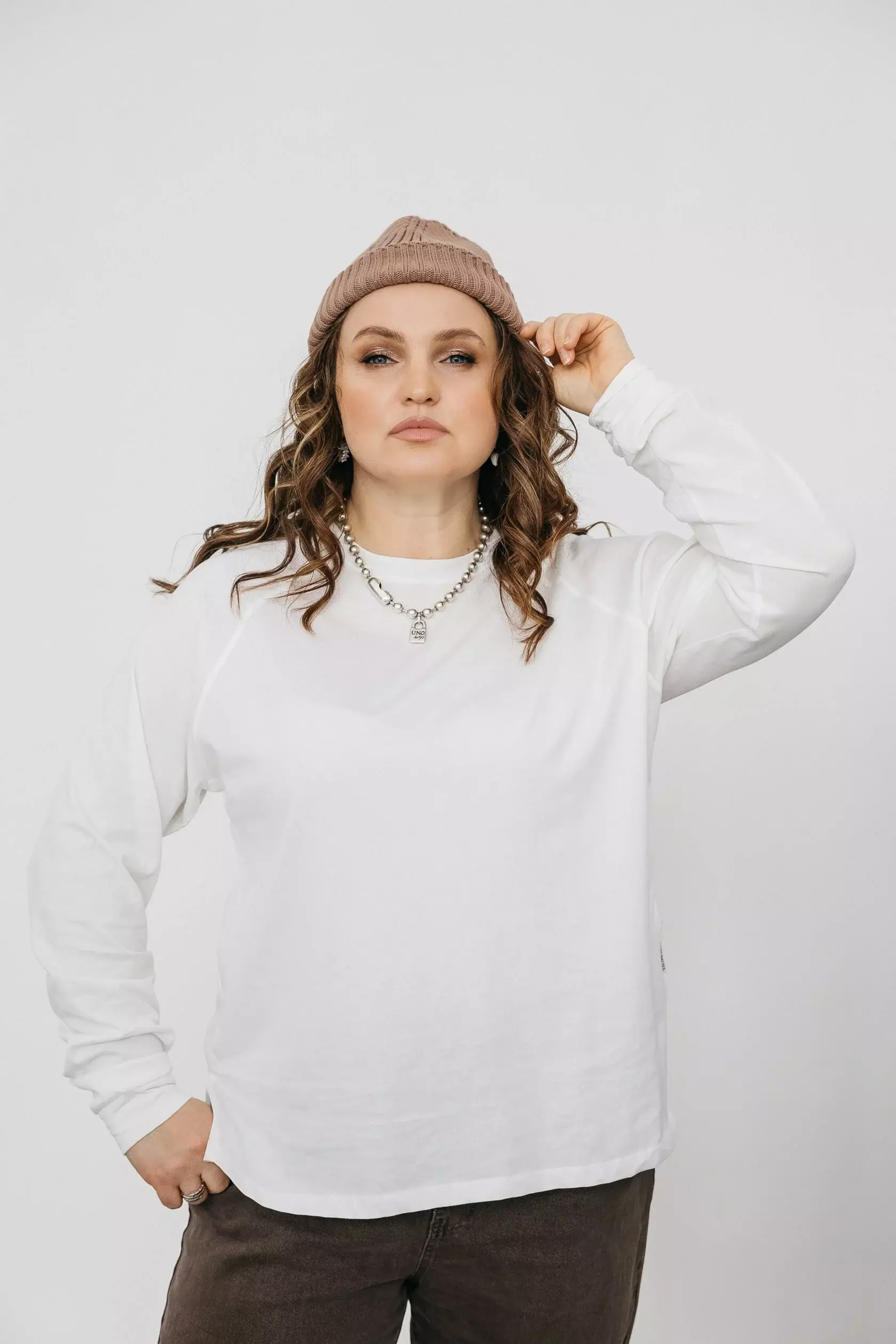 Лонгслив из батистового хлопка +ПЛЮС ДО 54