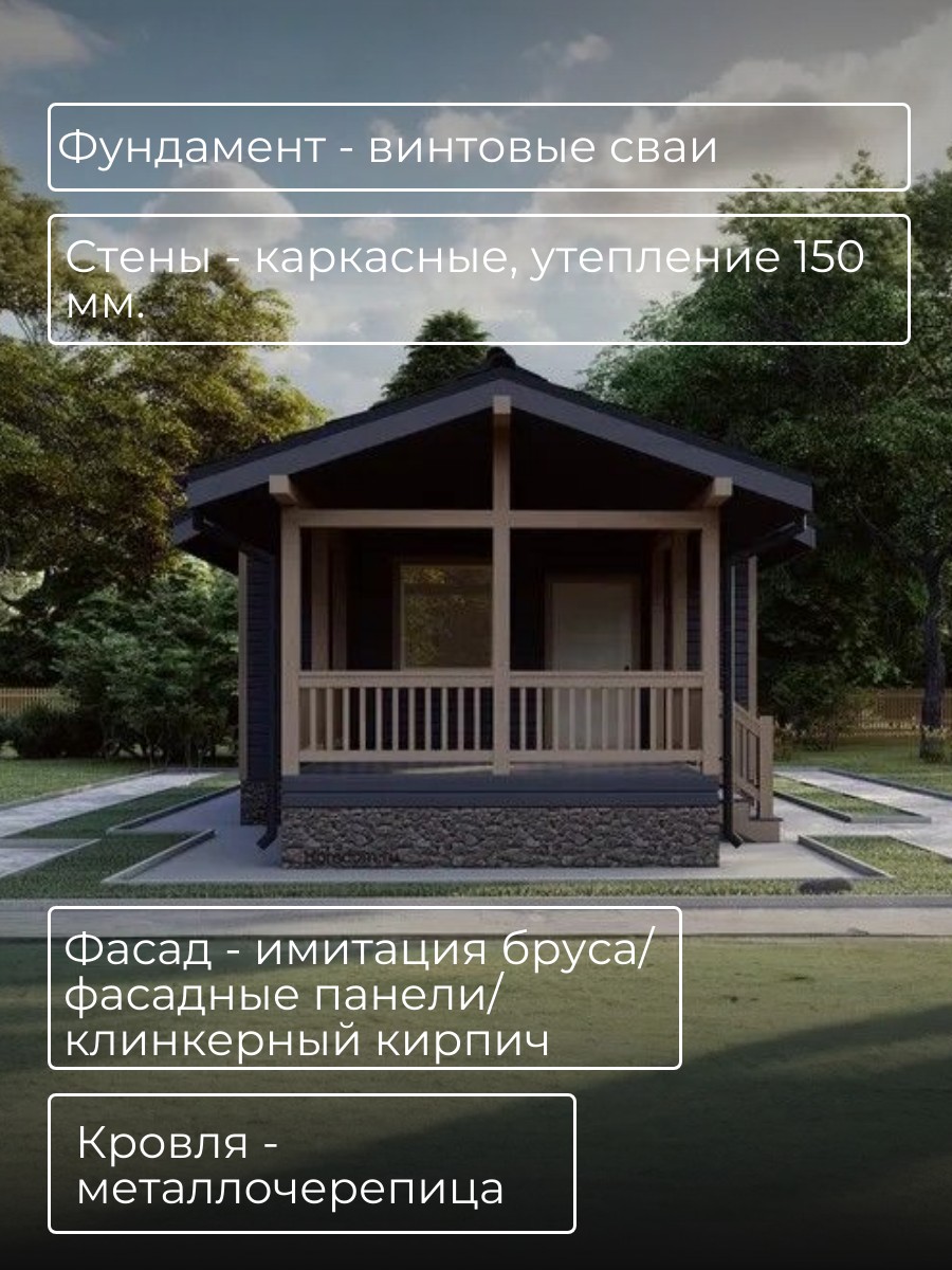 Проект дома 40 м2 / Каркасник / 1 этаж / — фото 5