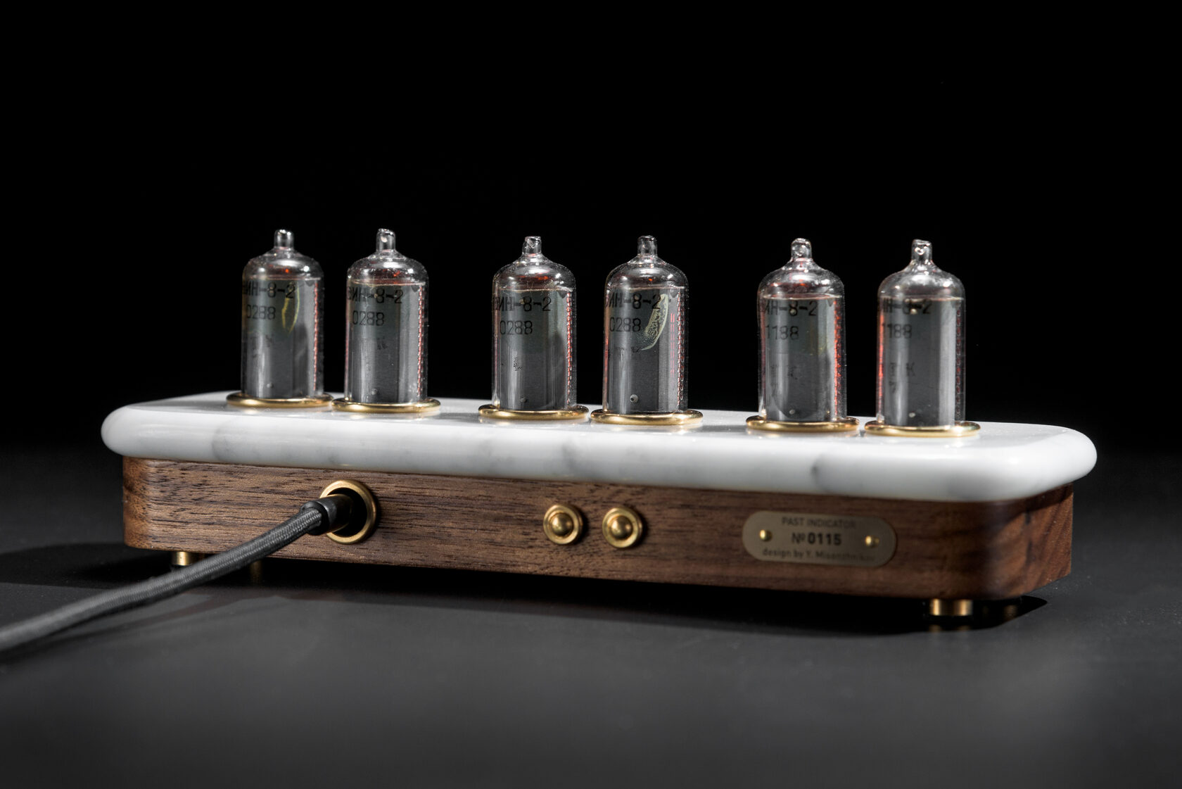 Vostok-1: Carrara Marble nixie clock, view 3