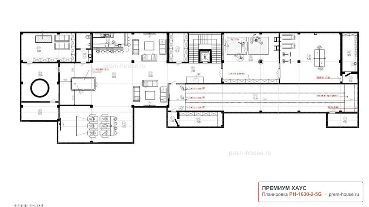 Планировка цоколя дома Райт КП-1630, 1630 м²— Премиум Хаус