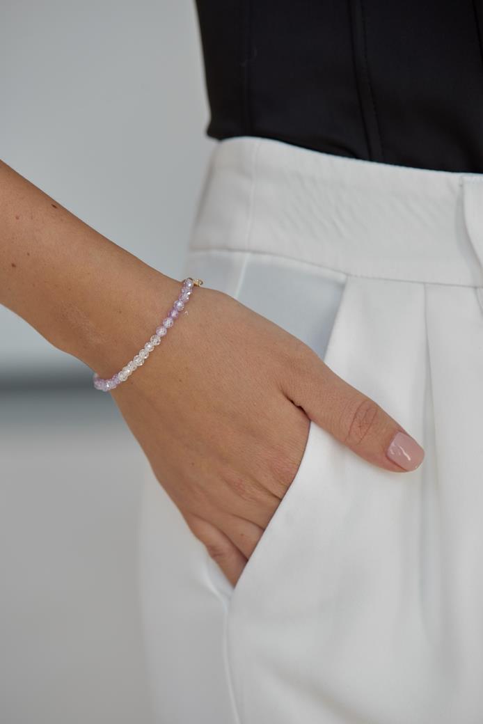 Браслет из фианитов цвета лаванды и белого