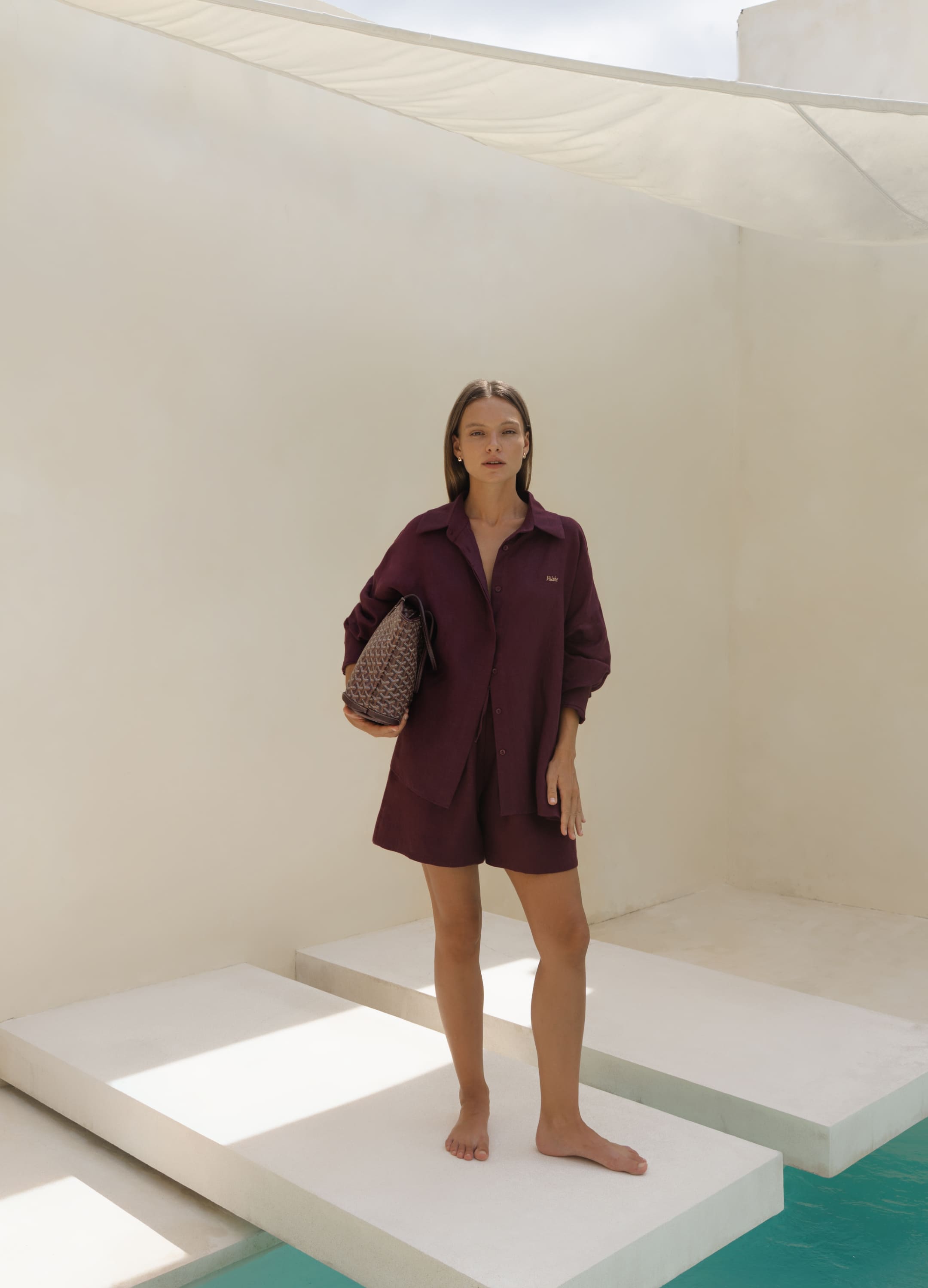 

Льняной костюм Ideal: рубашка + шорты - Бордовый, Wine;бордовый