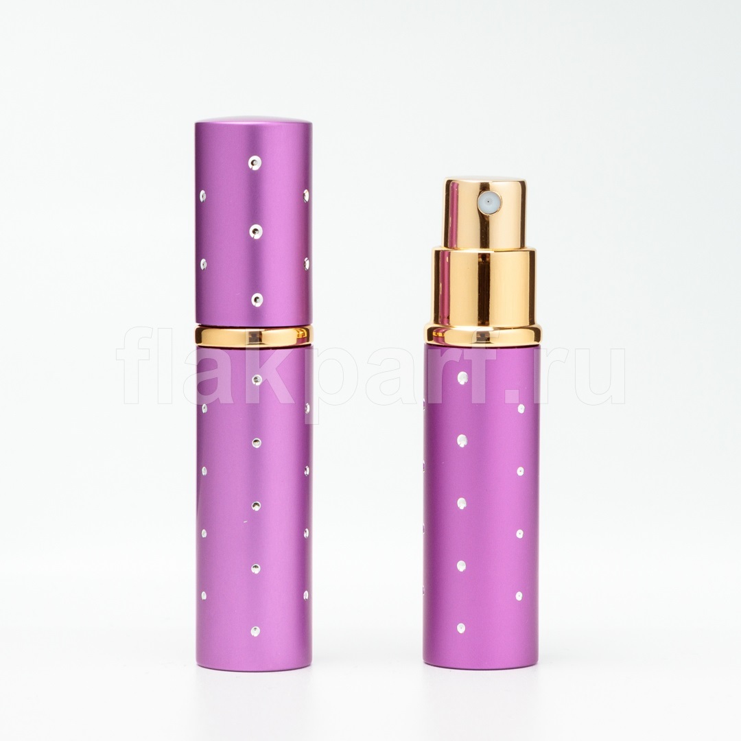 Флакон 5 мл. в металлическом корпусе фиолетовый со стразами
