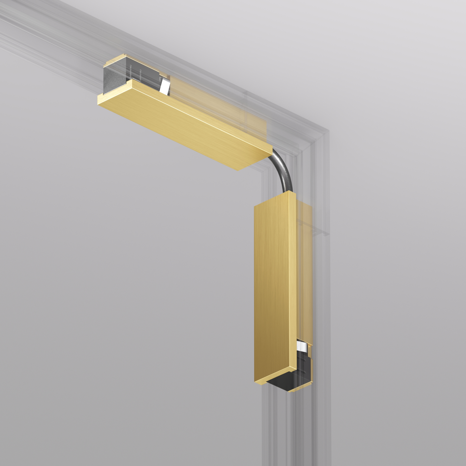 TR5724-SB Электрический коннектор для трека SHINE BASE 90° стена-потолок с поворотом трека под произвольным углом, сатинированная латунь, алюминий - вид 2