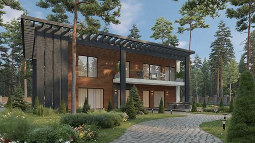 Визуализация проекта дома Современный КП-282 — в стиле хай-тек, 2 этажа, фото 3
