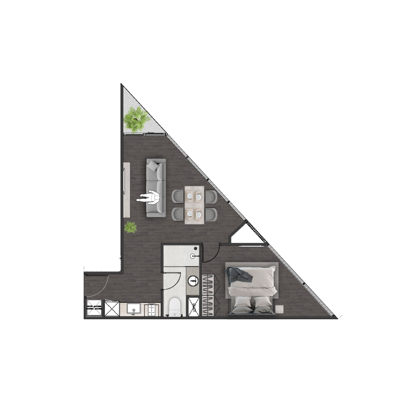 Unit 3412 — 1 Bed · 48.7 m²