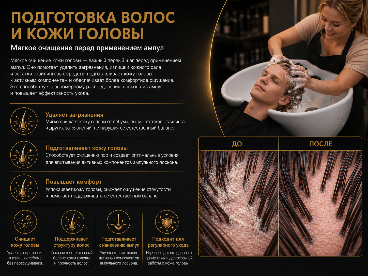 Подготовка волос и кожи головы перед применением Placen Formula HP №1