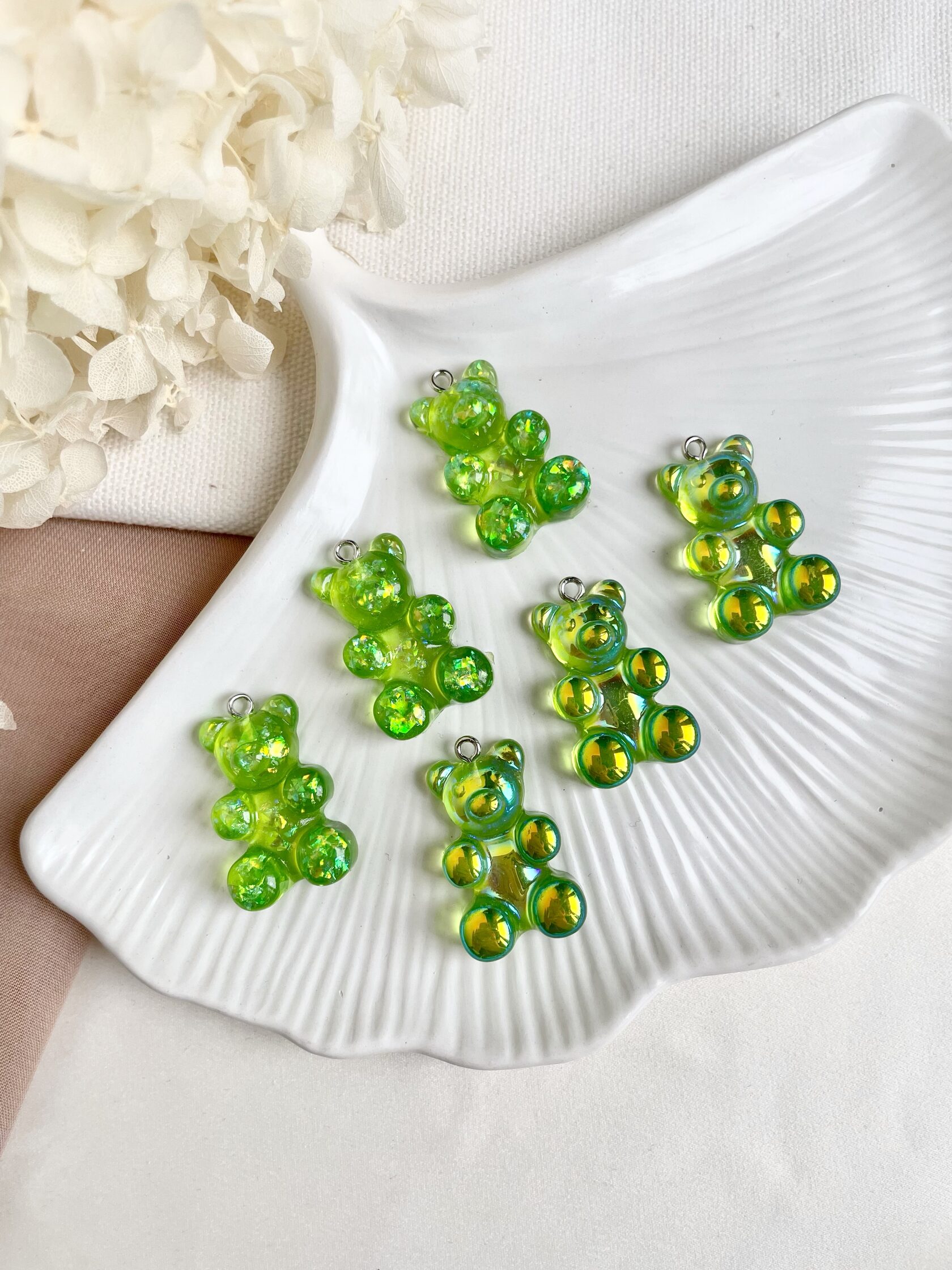 Кулон мишка мармеладный прозрачный 31,5мм х 18,5мм, пин родий