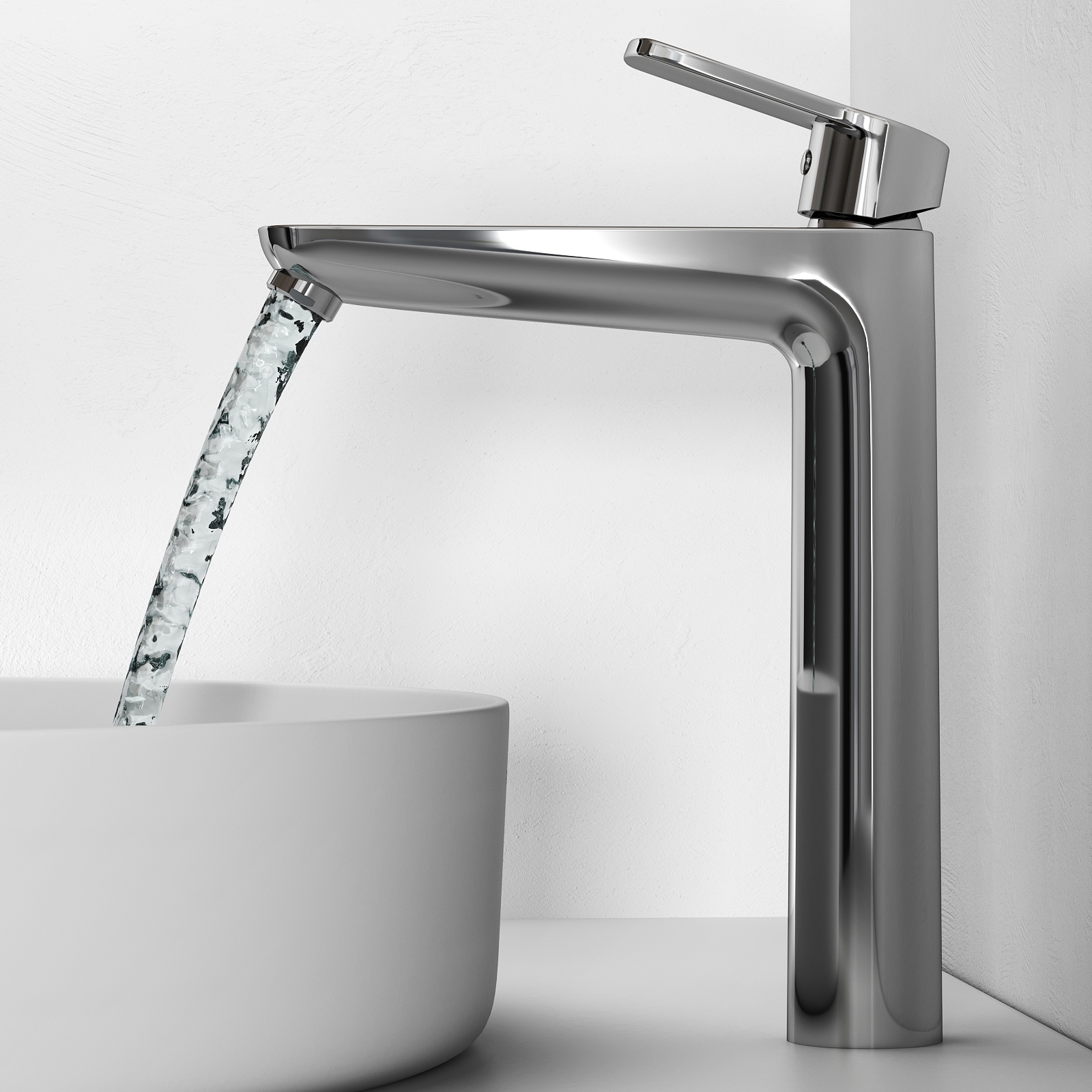 Cмеситель на столешницу Lineara высокий глянцевый хром