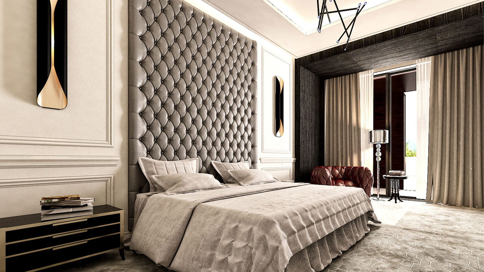 Мягкая стеновая панель в спальню МДП06 - «AMBASSADOR-Interior»