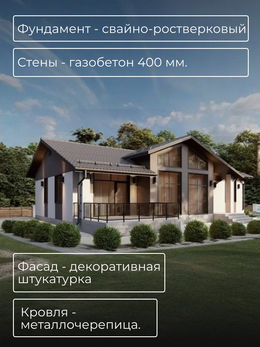 Проект дома 123 м2 / Газобетон / 1 этаж  — фото 4