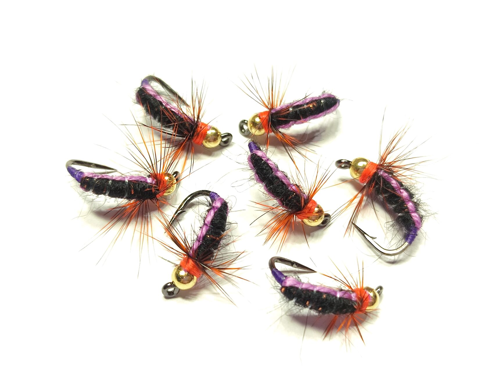 Мушка "Генерал" чёрного цвета с сиреневыми лампасами.