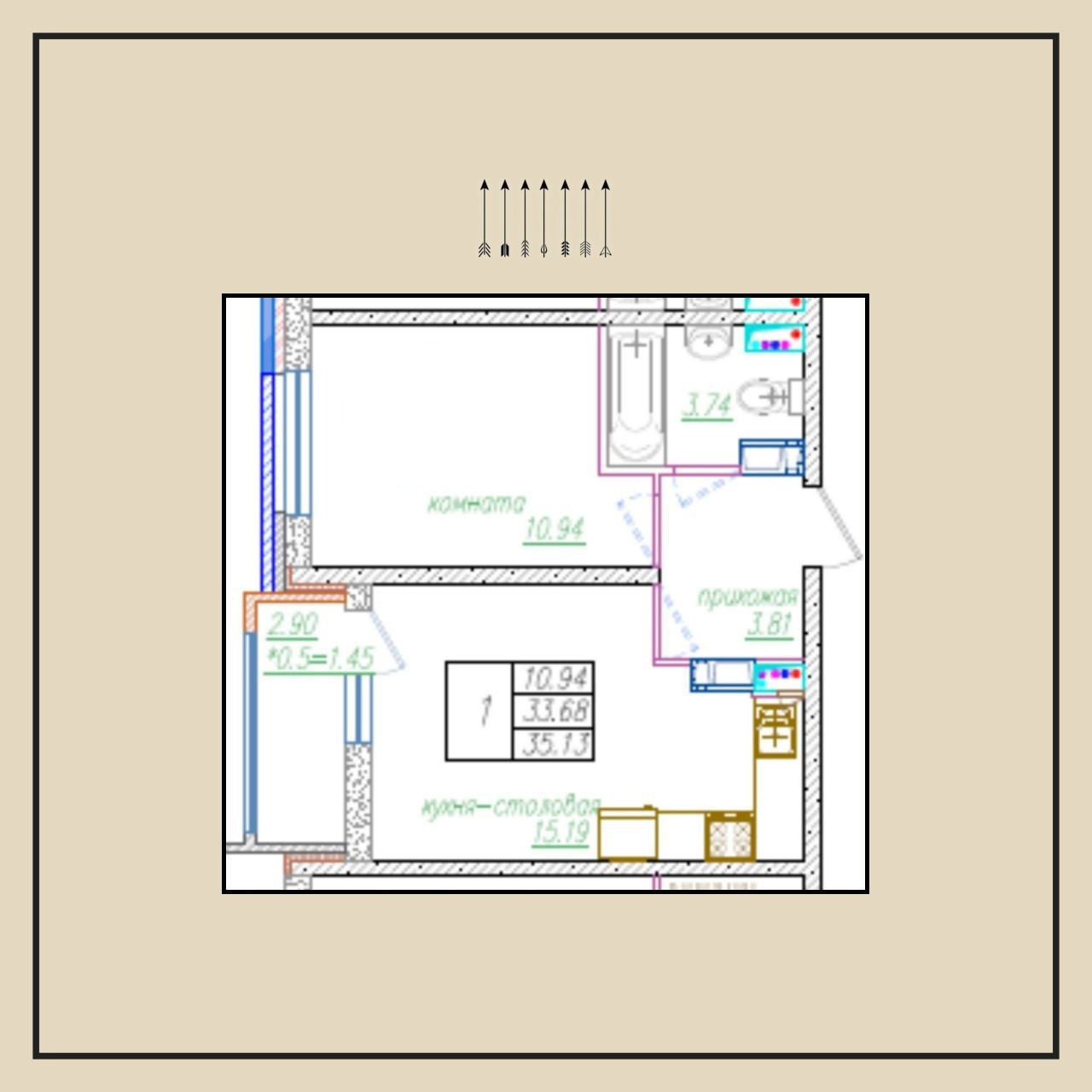 2-комнатная квартира, 36 м², ЖК Урал (ural) · ЧМР